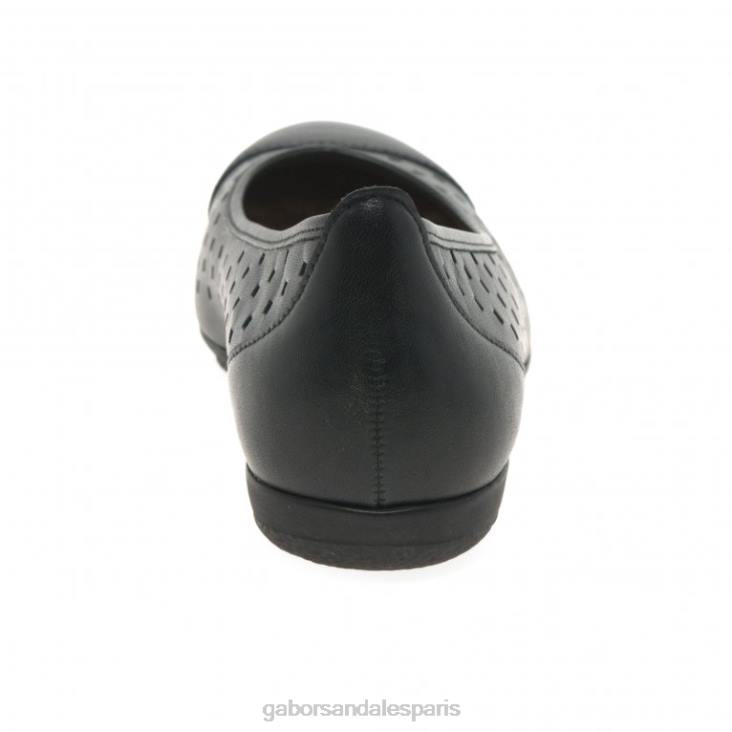 femmes Gabor noir chaussures décontractées à volants et détails perforés chaussure 4LHL80