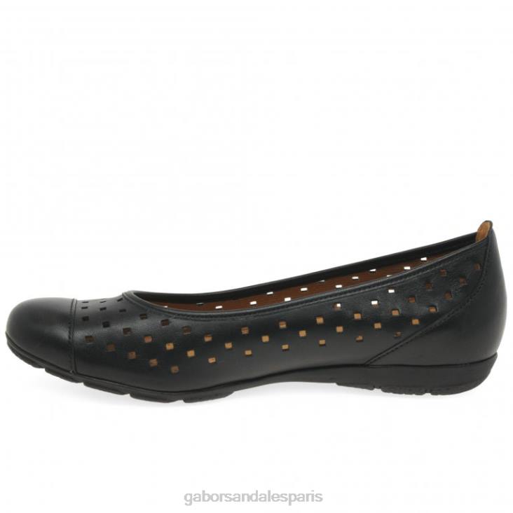 femmes Gabor noir chaussures décontractées à volants et détails perforés chaussure 4LHL80