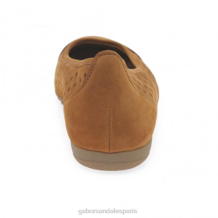 femmes Gabor nubuck cognac chaussures décontractées à volants et détails perforés chaussure 4LHL78