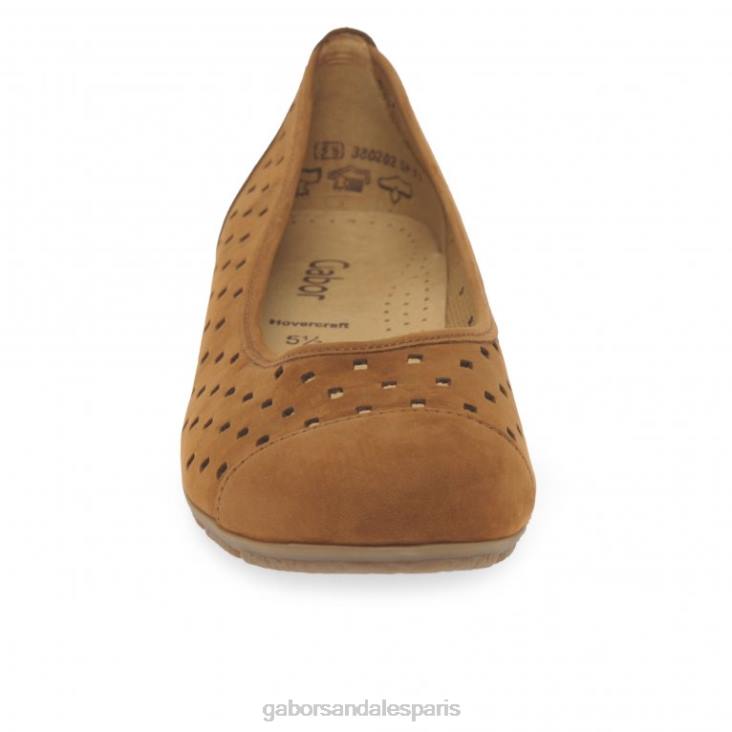 femmes Gabor nubuck cognac chaussures décontractées à volants et détails perforés chaussure 4LHL78