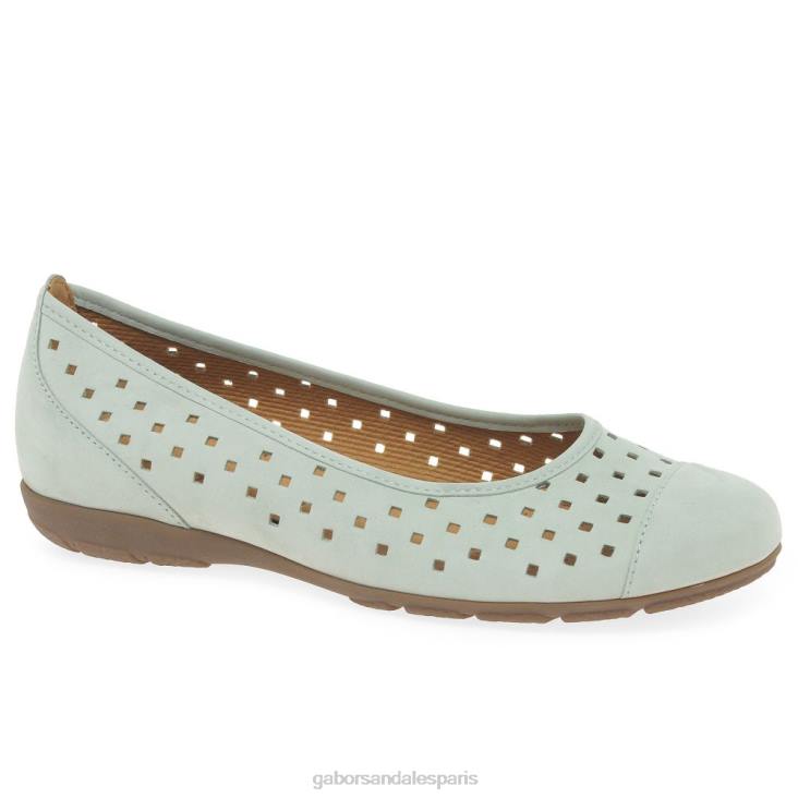femmes Gabor nubuck menthe chaussures décontractées à volants et détails perforés chaussure 4LHL320