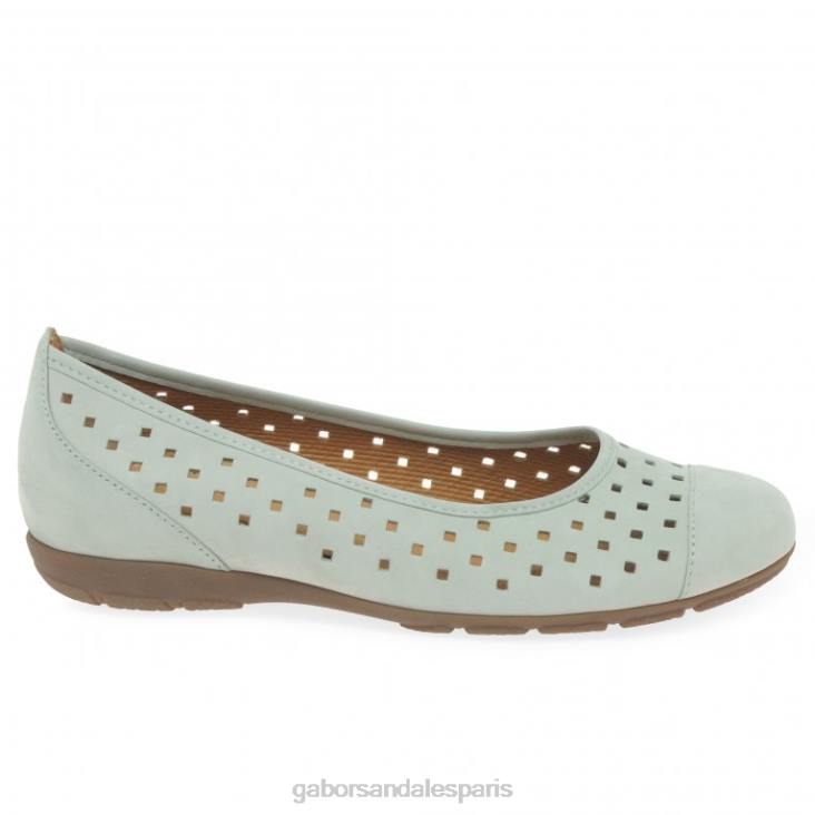 femmes Gabor nubuck menthe chaussures décontractées à volants et détails perforés chaussure 4LHL320
