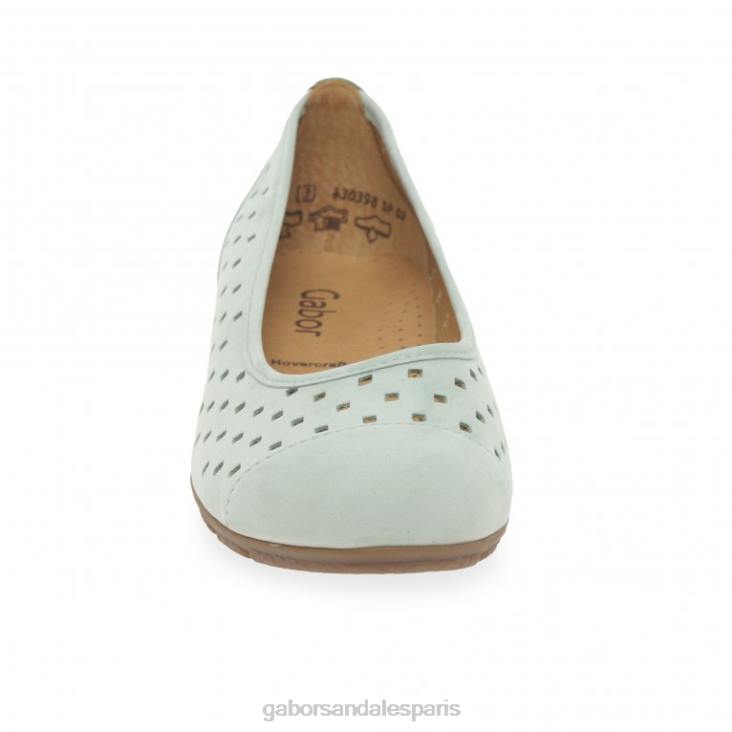 femmes Gabor nubuck menthe chaussures décontractées à volants et détails perforés chaussure 4LHL320