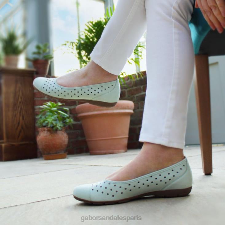 femmes Gabor nubuck menthe chaussures décontractées à volants et détails perforés chaussure 4LHL320