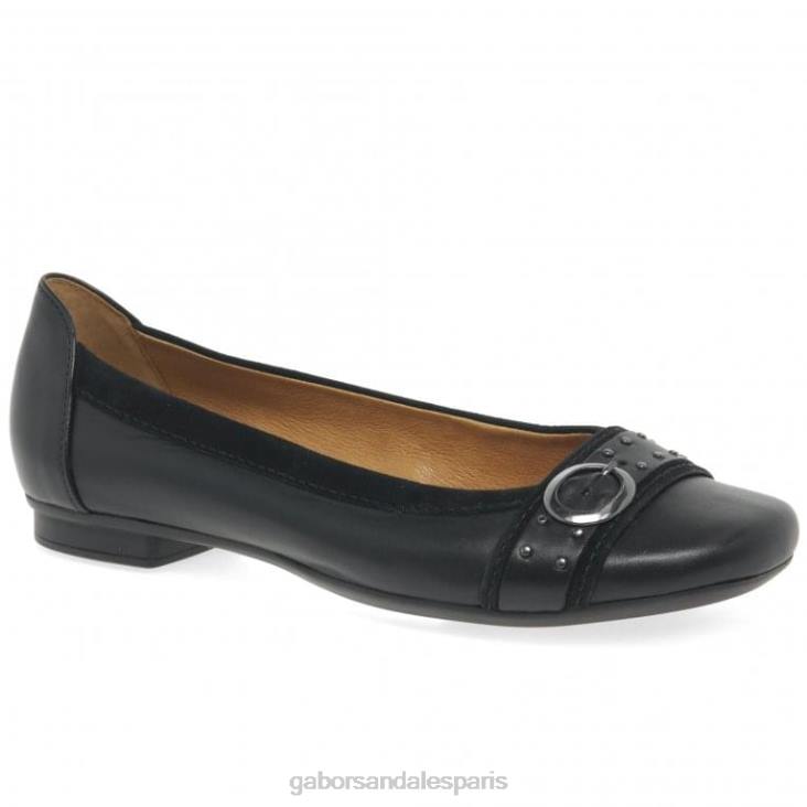 femmes Gabor Suède noir escarpins décontractés à boucle à clous Michelle chaussure 4LHL92