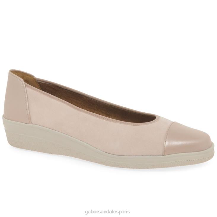 femmes Gabor daim rose clair escarpins à talons bas avec accents verni pétunia chaussure 4LHL117
