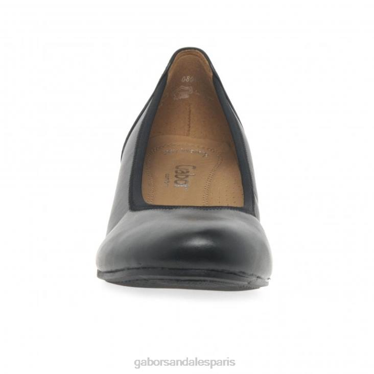 femmes Gabor noir escarpins à talon bas et coupe large Chester chaussure 4LHL121