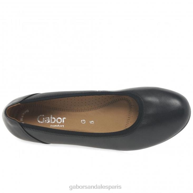 femmes Gabor noir escarpins à talon bas et coupe large Chester chaussure 4LHL121