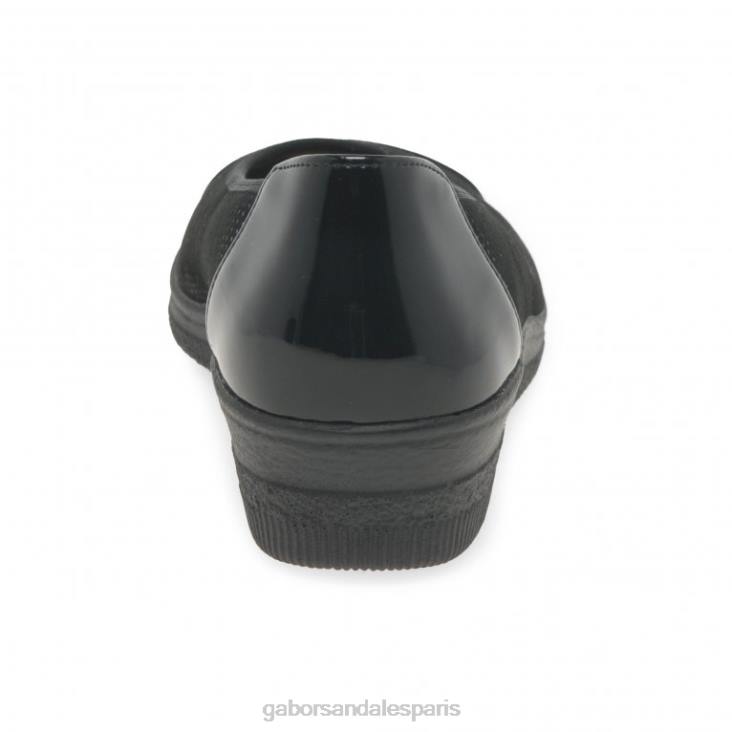 femmes Gabor point noir/brevet escarpins à talons bas avec accents verni pétunia chaussure 4LHL114