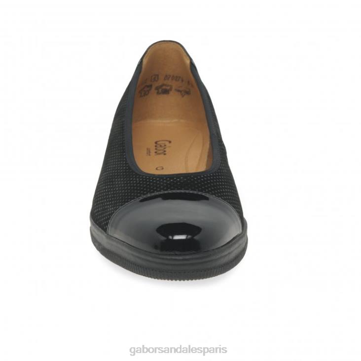 femmes Gabor point noir/brevet escarpins à talons bas avec accents verni pétunia chaussure 4LHL114