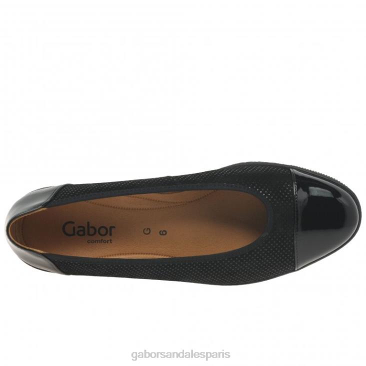 femmes Gabor point noir/brevet escarpins à talons bas avec accents verni pétunia chaussure 4LHL114