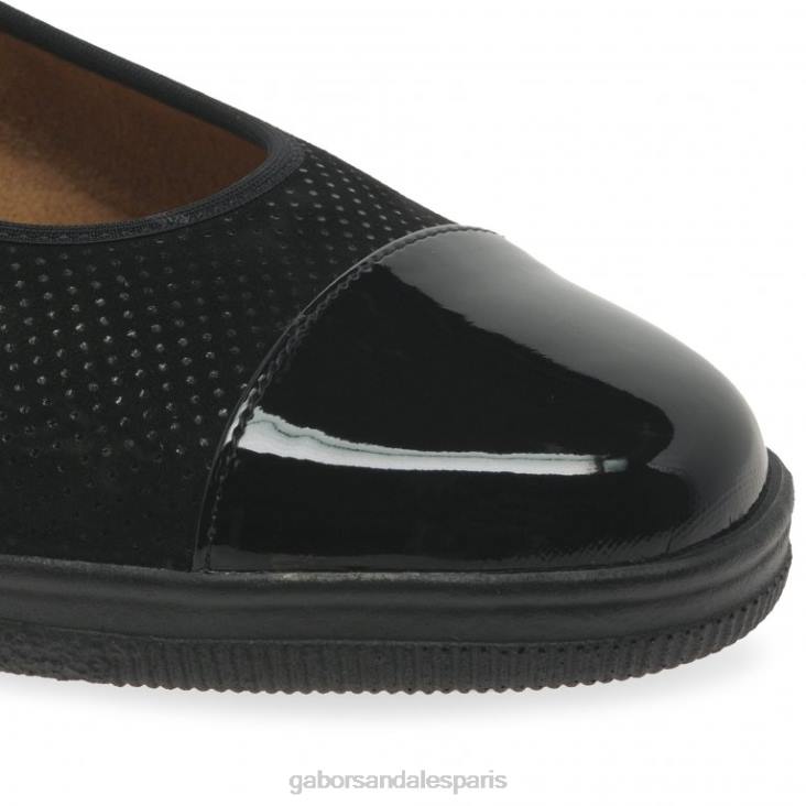 femmes Gabor point noir/brevet escarpins à talons bas avec accents verni pétunia chaussure 4LHL114