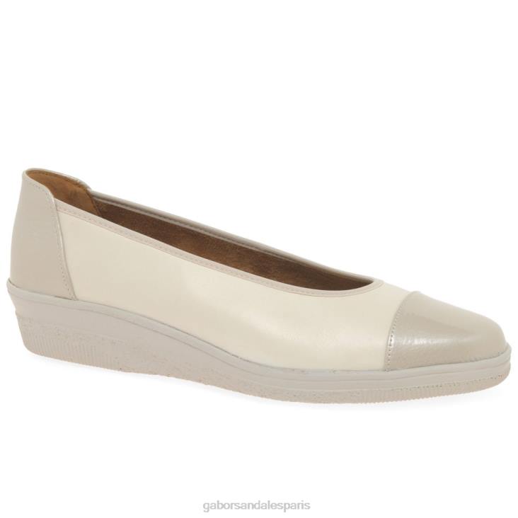 femmes Gabor vernis ivoire/puder escarpins à talons bas avec accents verni pétunia chaussure 4LHL116