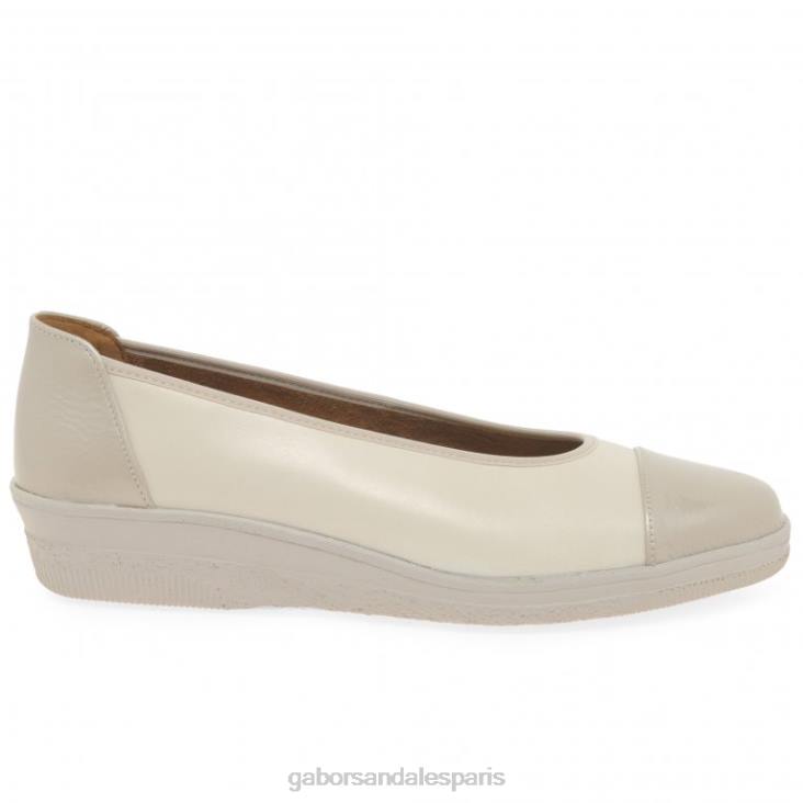 femmes Gabor vernis ivoire/puder escarpins à talons bas avec accents verni pétunia chaussure 4LHL116