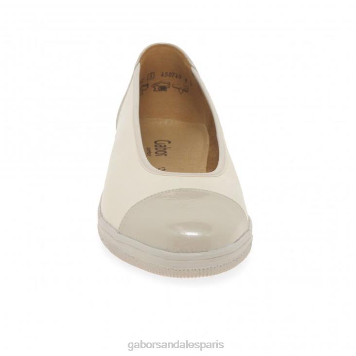 femmes Gabor vernis ivoire/puder escarpins à talons bas avec accents verni pétunia chaussure 4LHL116