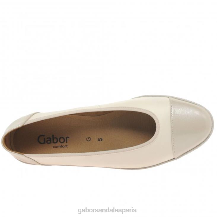 femmes Gabor vernis ivoire/puder escarpins à talons bas avec accents verni pétunia chaussure 4LHL116