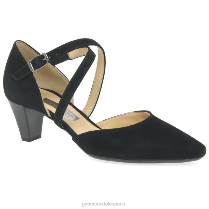femmes Gabor Suède noir Callow - escarpins modernes à brides croisées chaussure 4LHL31