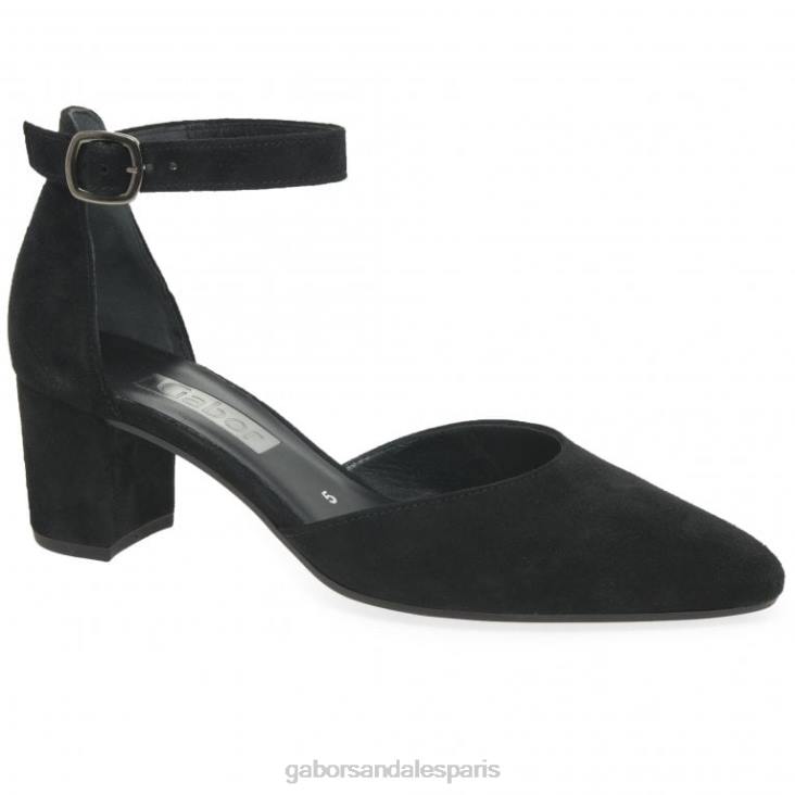femmes Gabor Suède noir chaussures de gala ouvertes chaussure 4LHL39