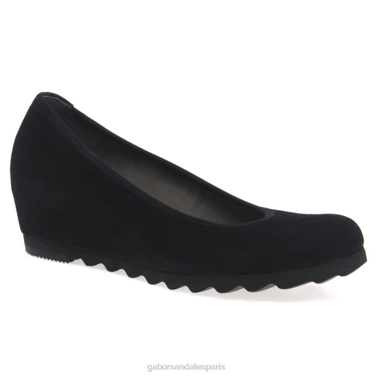 femmes Gabor Suède noir demander des escarpins compensés modernes chaussure 4LHL61