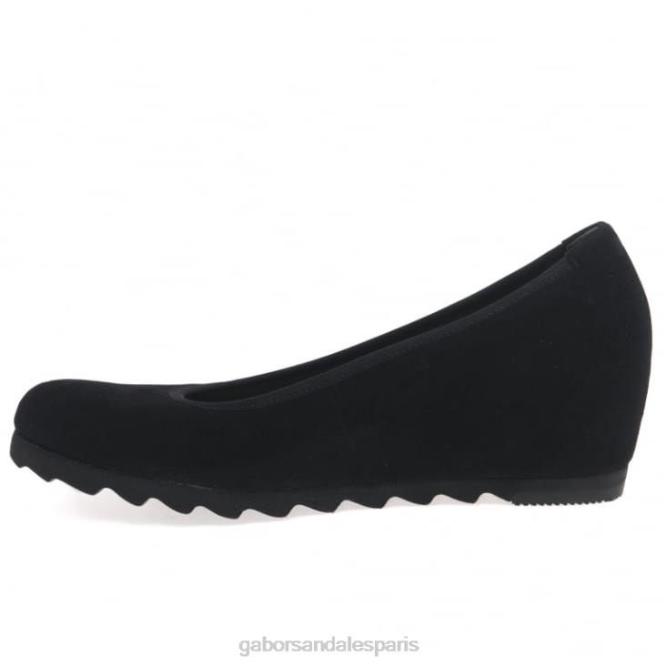 femmes Gabor Suède noir demander des escarpins compensés modernes chaussure 4LHL61