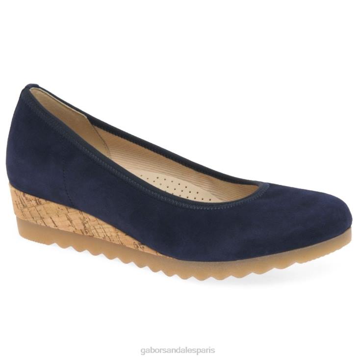 femmes Gabor daim bleu foncé chaussures à talons compensés epworth chaussure 4LHL32