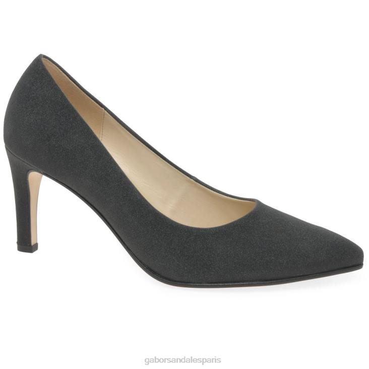 femmes Gabor noir pailleté ht escarpins danois chaussure 4LHL54
