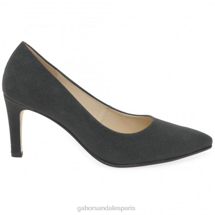 femmes Gabor noir pailleté ht escarpins danois chaussure 4LHL54