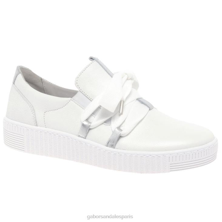 femmes Gabor blanc/argent baskets casual valse chaussure 4LHL130