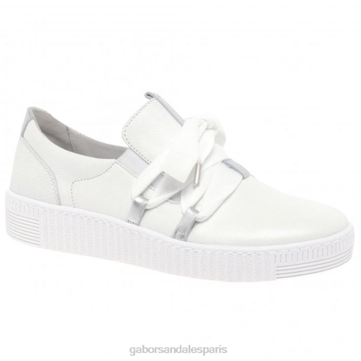 femmes Gabor blanc/argent baskets casual valse chaussure 4LHL130