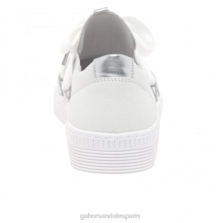 femmes Gabor blanc/argent baskets casual valse chaussure 4LHL130