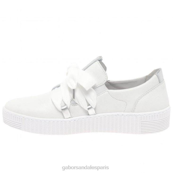 femmes Gabor blanc/argent baskets casual valse chaussure 4LHL130