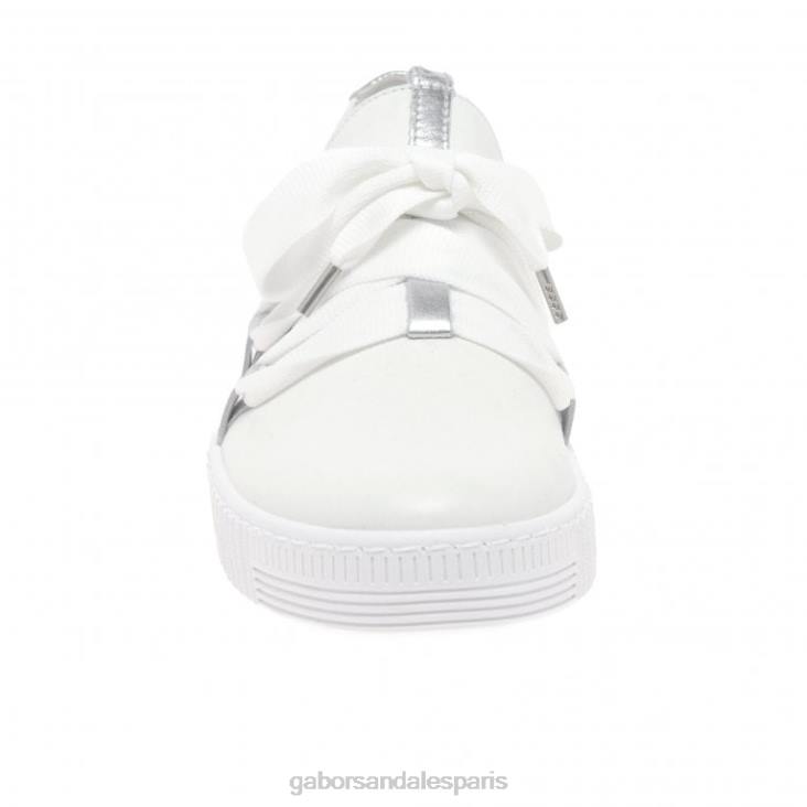 femmes Gabor blanc/argent baskets casual valse chaussure 4LHL130