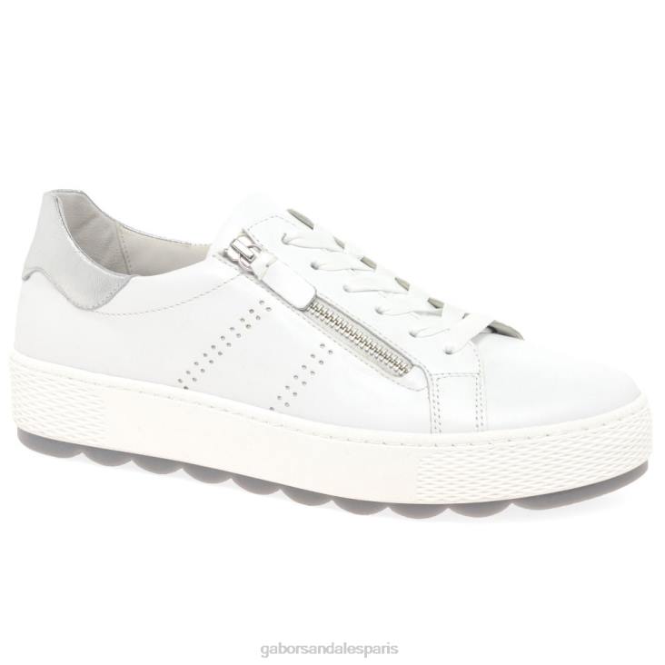 femmes Gabor blanc/argent baskets décontractées étanches chaussure 4LHL136