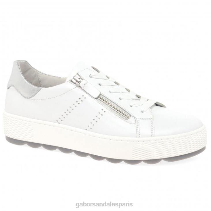 femmes Gabor blanc/argent baskets décontractées étanches chaussure 4LHL136