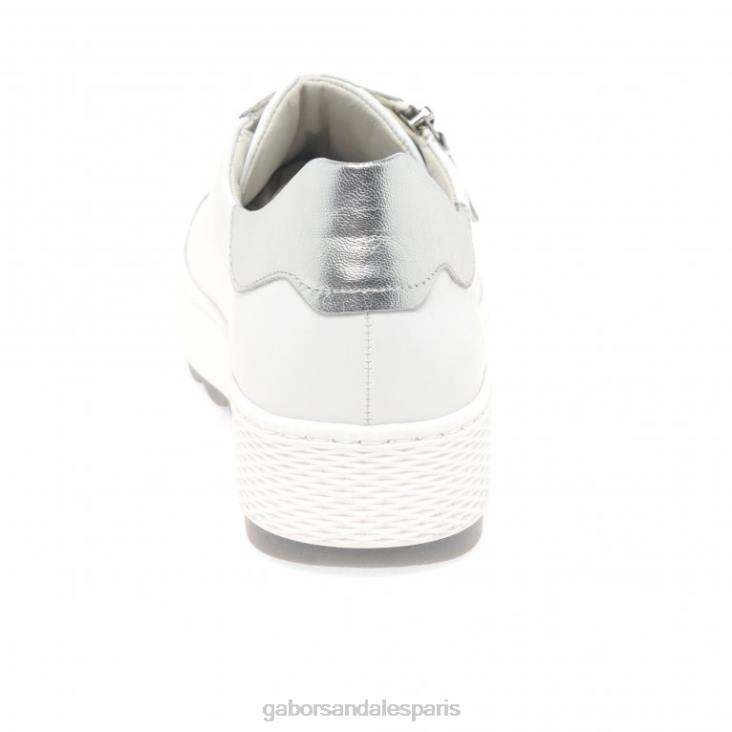 femmes Gabor blanc/argent baskets décontractées étanches chaussure 4LHL136