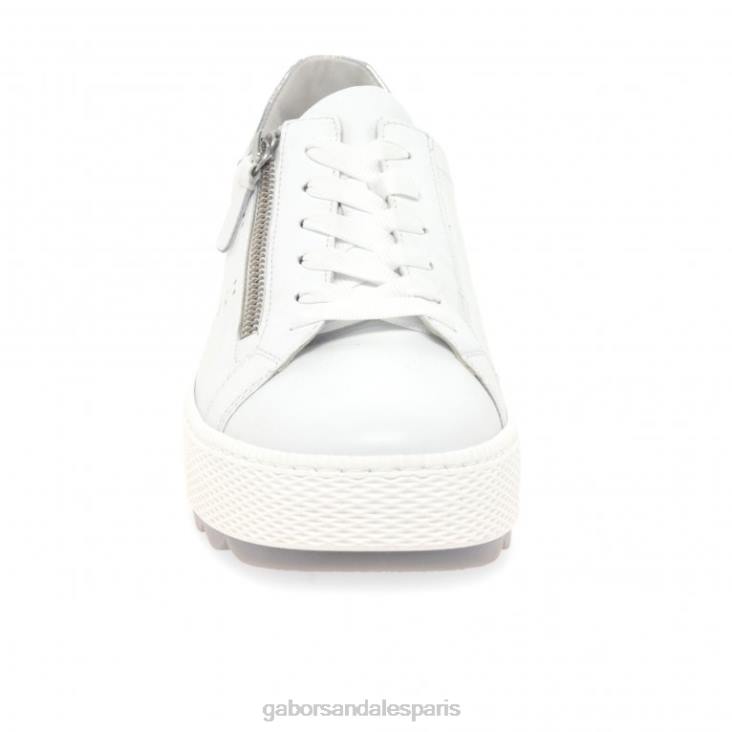 femmes Gabor blanc/argent baskets décontractées étanches chaussure 4LHL136