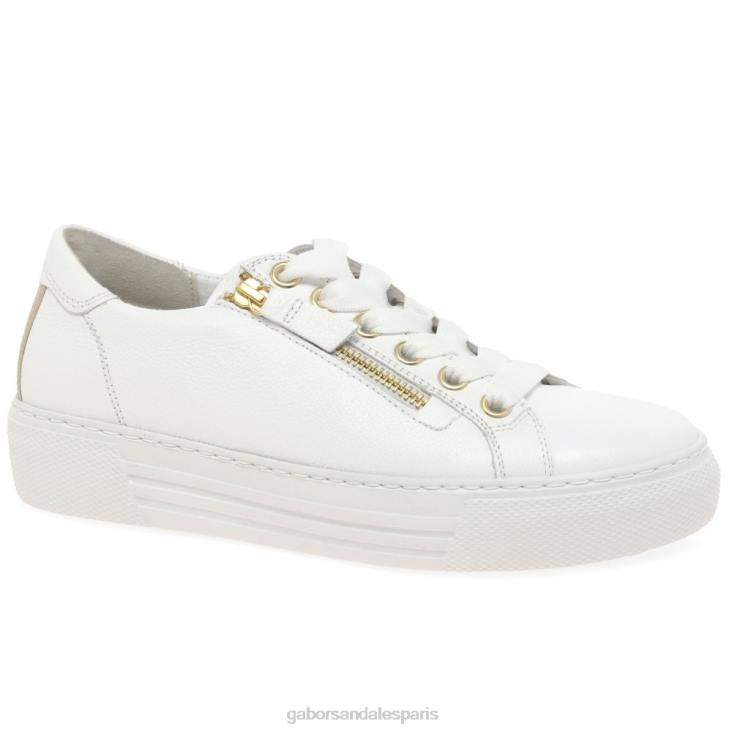 femmes Gabor blanc/platine formateurs sur le campus chaussure 4LHL144