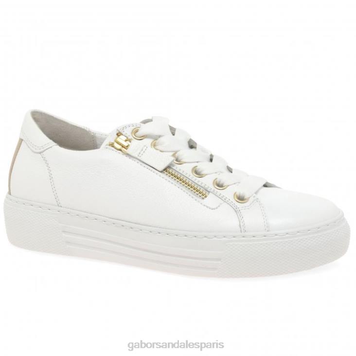 femmes Gabor blanc/platine formateurs sur le campus chaussure 4LHL144