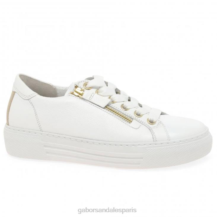 femmes Gabor blanc/platine formateurs sur le campus chaussure 4LHL144