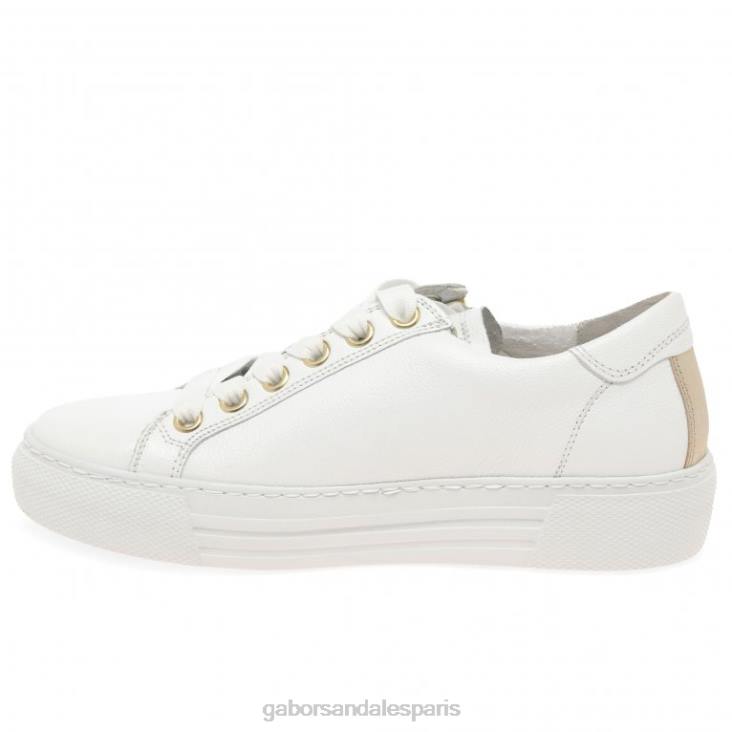 femmes Gabor blanc/platine formateurs sur le campus chaussure 4LHL144
