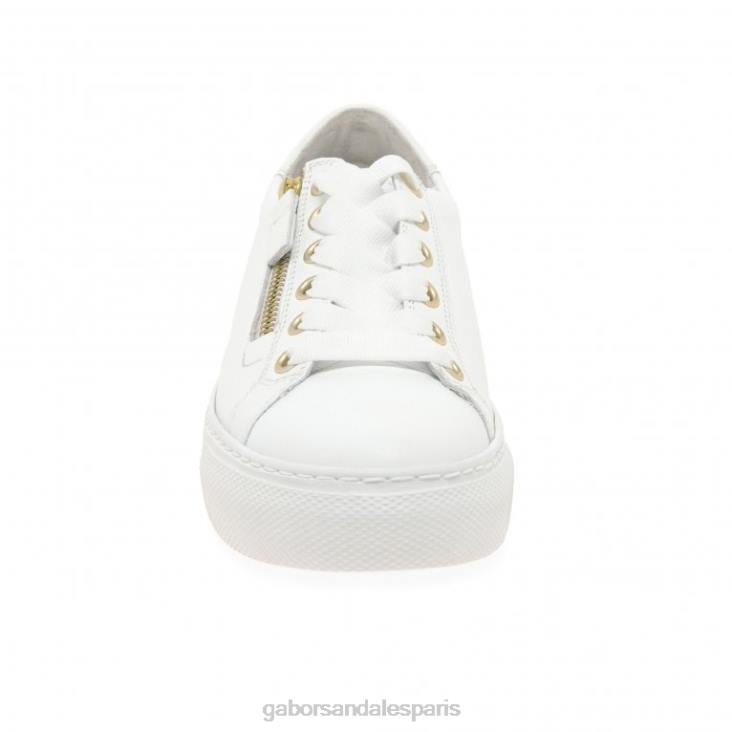 femmes Gabor blanc/platine formateurs sur le campus chaussure 4LHL144