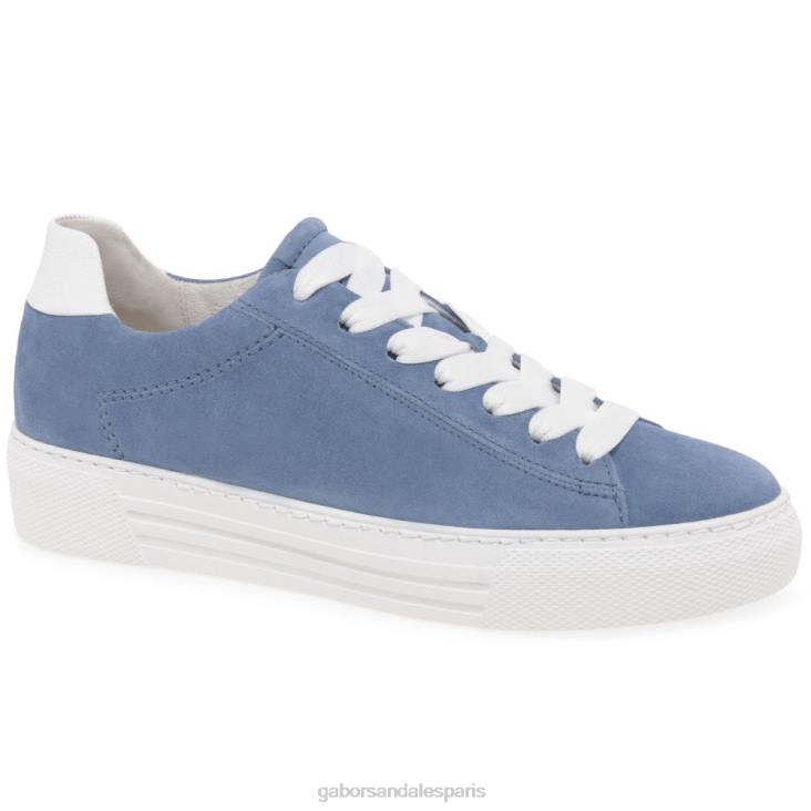femmes Gabor ciel daim/blanc baskets camrose chaussure 4LHL137