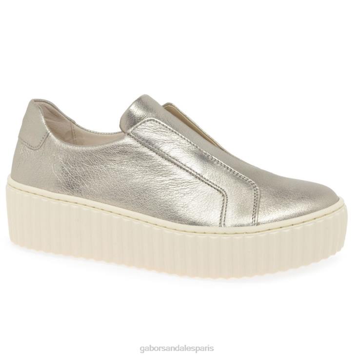 femmes Gabor cuir métal baskets Debra chaussure 4LHL149