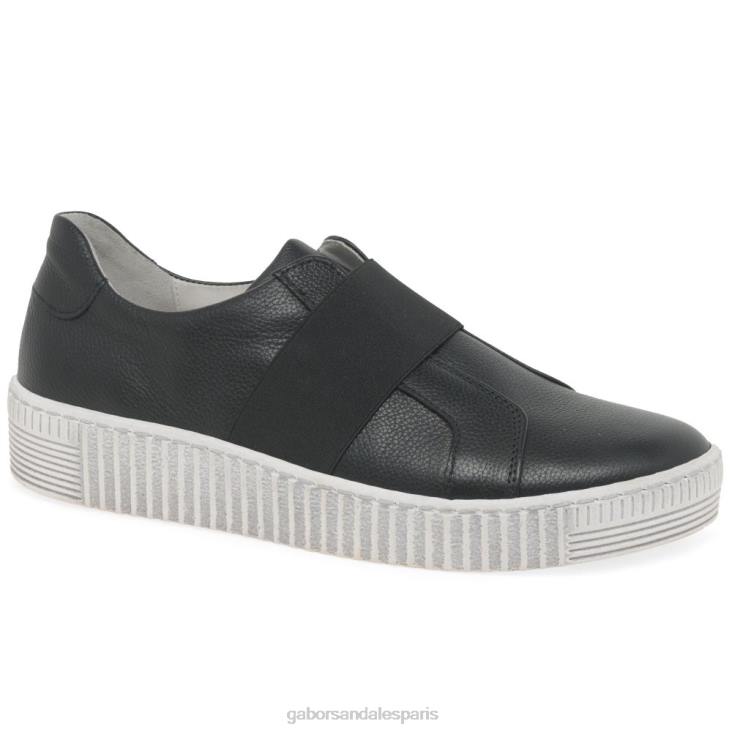 femmes Gabor noir baskets en saule chaussure 4LHL151