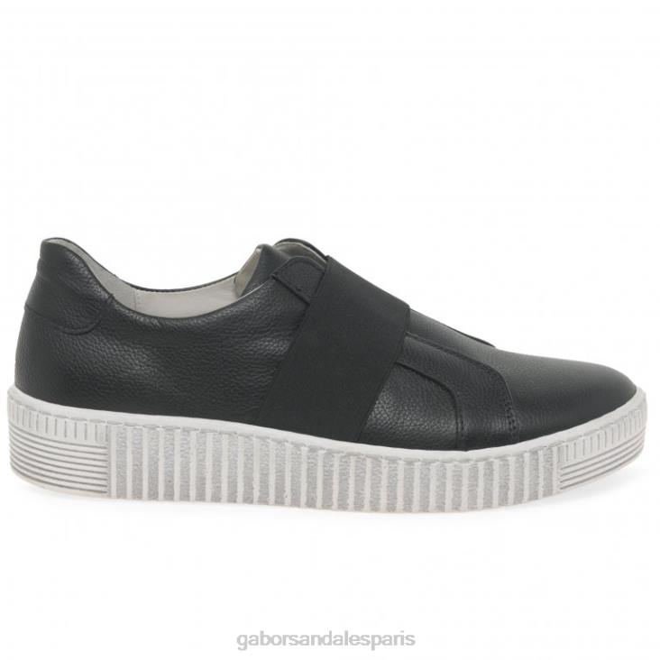 femmes Gabor noir baskets en saule chaussure 4LHL151