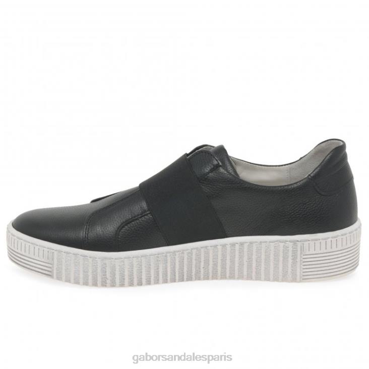 femmes Gabor noir baskets en saule chaussure 4LHL151