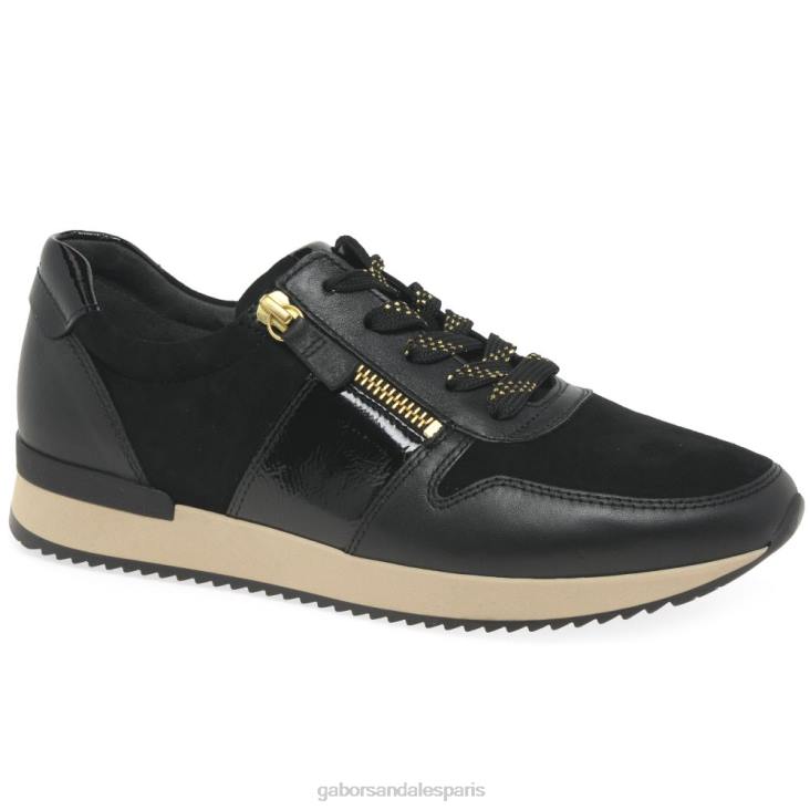 femmes Gabor noir/daim/vernis baskets décontractées lulea chaussure 4LHL150