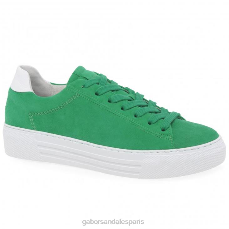 femmes Gabor suède vert/blanc baskets camrose chaussure 4LHL138