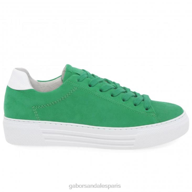 femmes Gabor suède vert/blanc baskets camrose chaussure 4LHL138