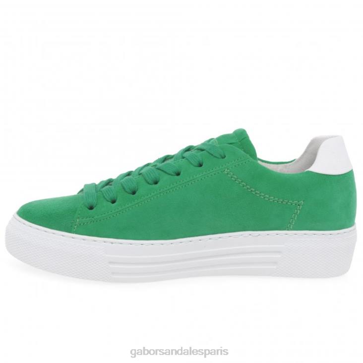 femmes Gabor suède vert/blanc baskets camrose chaussure 4LHL138